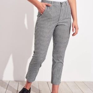 Hollister Womens S Ultra High Rise Trouser Striped Gray White 100% Cotton Pants